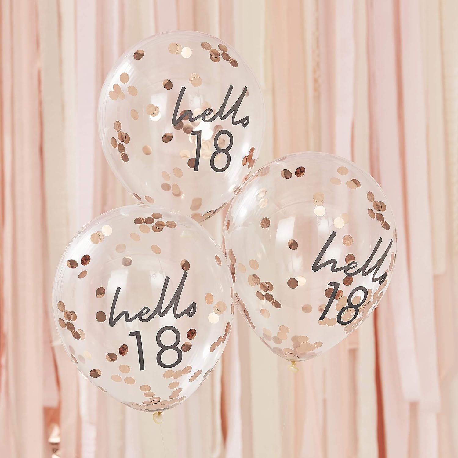 Ginger Ray Hello 18 Birthday Balloons - Mix It Up, Rose Gold
