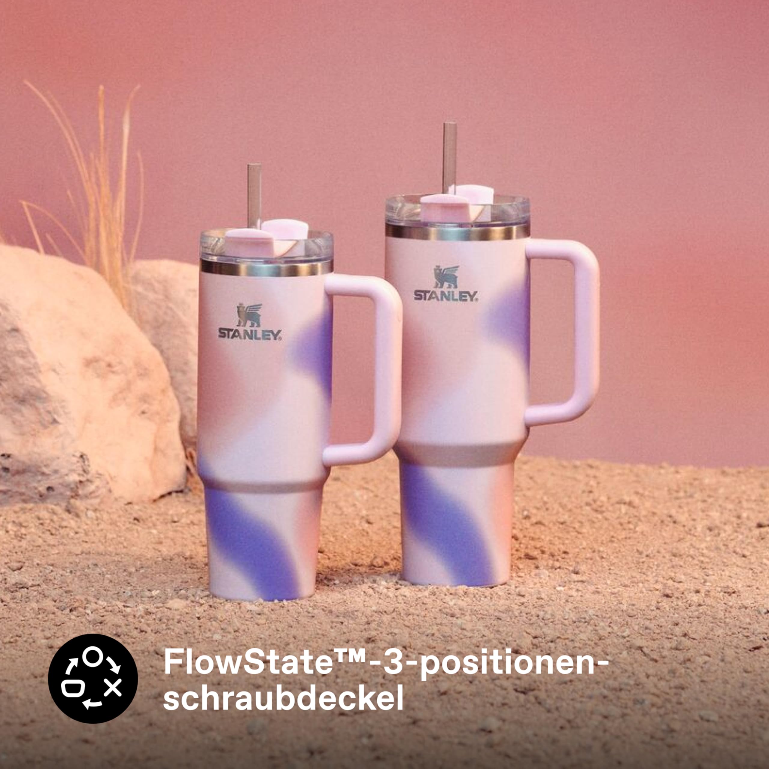 STANLEY 1913 Quencher H2.0 Flowstate Trinkflasche Mit Strohhalm 0.89L - Thermobecher Kühlt 9 Stunden - 40 Stunden Eisgekühlt - Thermosflasche BPA Frei - Edelstahl Trinkbecher - Rose Petal Motion 5