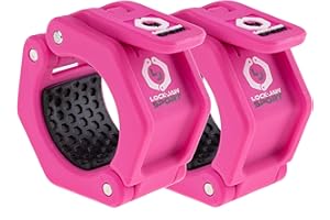 LOCK-JAW BARBELL COLLARS Lock-Jaw Sport Olympic Barbell Collar - Quick Release Barbell Clamp (Pink)