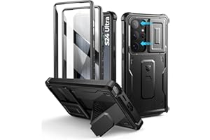 Dexnor for Samsung Galaxy S24 Ultra Case with Built-in Slide Camera Cover & Screen Protector & Kickstand, Heavy-Duty Shockpro