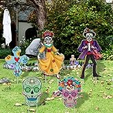 Day of The Dead Decorations 5Pcs Halloween Yard Signs Decorations Outdoor Dia De Los Muertos Decor Sugar Skull Sign Waterproof Mexican Fiesta Festival Halloween Party Supplies for Garden Lawn Patio