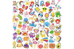 MEIEST 60 PCS Animals Diamond Painting Stickers Kit,Diamond Art Mosaic Stickers by Numbers Crafts Set for Kids,Creative Art C