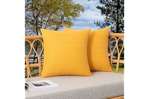 Kevin Textile Pack of 2 Outdoor Waterproof Pillow Covers - Decorative Farmhouse Throw for Patio, Tent, Bed, Sofa, Living Room