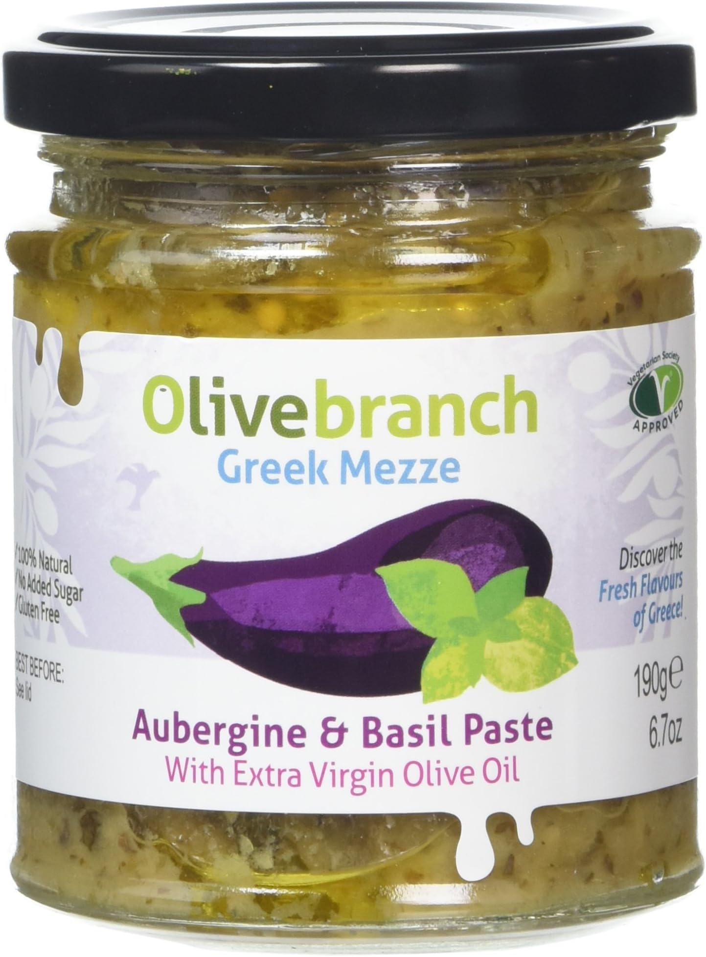 Olive Branch Aubergine and Basil Paste 190 g (Pack of 2)