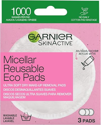 Garnier Micellar Reusable Eco Pads Set of 3 Ultra Soft Micro Fibre Pads