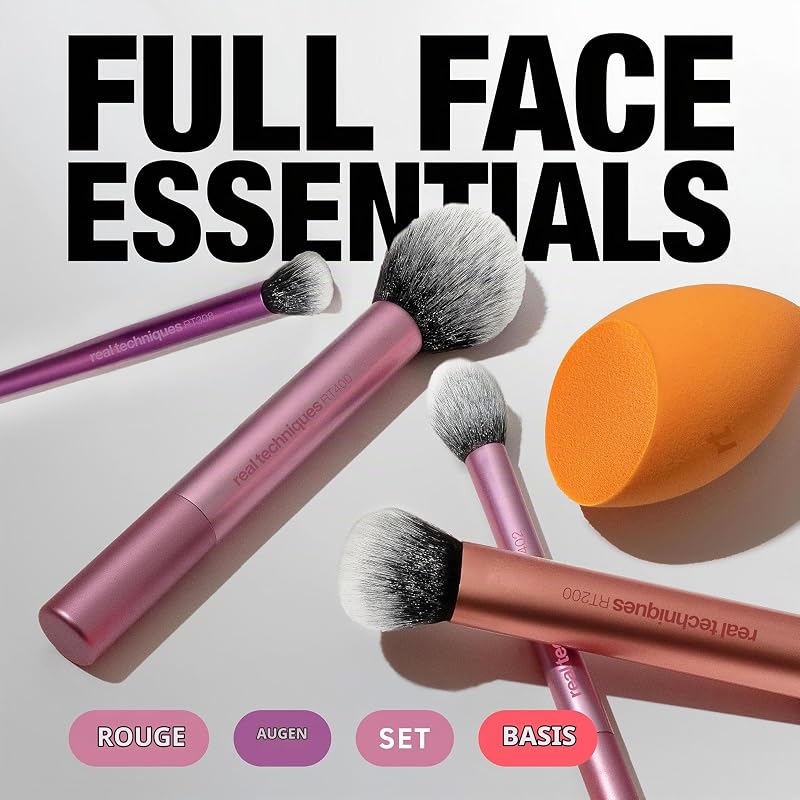 Everyday Essentials + Make-up-Schwamm-Set, Make-up-Pinsel und Make-up-Mixer-Schwamm, für Foundation, Rouge, Bronzer, Lidschatten und Puder, 5-teiliges Set