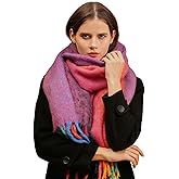 FLEESOFT Womens Winter Scarf,Colorful Plaid Long Shawl Large Scarves Cashmere Feel Cold Weather Thick Blanket Scarfs