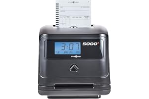 Pyramid Time Systems - Model 5000 Auto Totaling Time Clock, Employee in/Out Time Tracker for Small Business, Includes: 25 Time Cards,1 Ink Ribbon Cartridge, 2 Security Keys and User Guide - Black