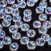 Niziky 430PCS Briolette Crystal Glass Beads for Jewelry Making, 6mm AB Crystal Faceted Briolette Rondelle Glass Beads with Hole, Glass Crystal Spacer Beads for DIY Crafts Projects