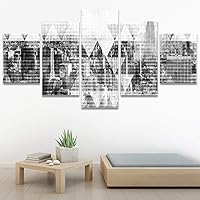 SIGNWIN 5 Panel Canvas Wall Art Cityscape Contemporary Expressive Multicolor Photography Places for Home Decorations Ready to Hang - 60