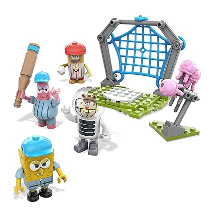 Mattel Mega Bloks DLB17 - Konstruktionsspielzeug, Spongebob Schwammkopf Jellyfish Baseball