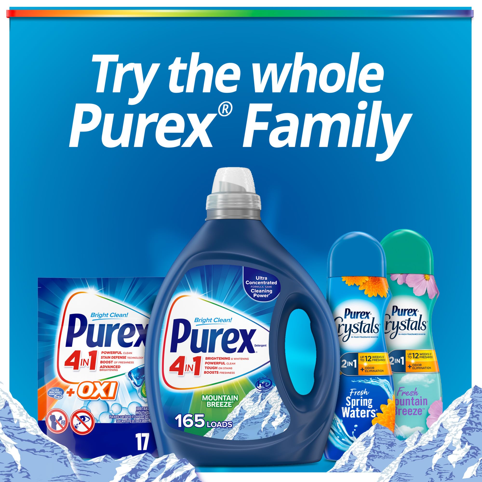 Purex Liquid Laundry Detergent, Ultra Concentrated, Mountain Breeze, 82.5 Ounce, 165 Loads