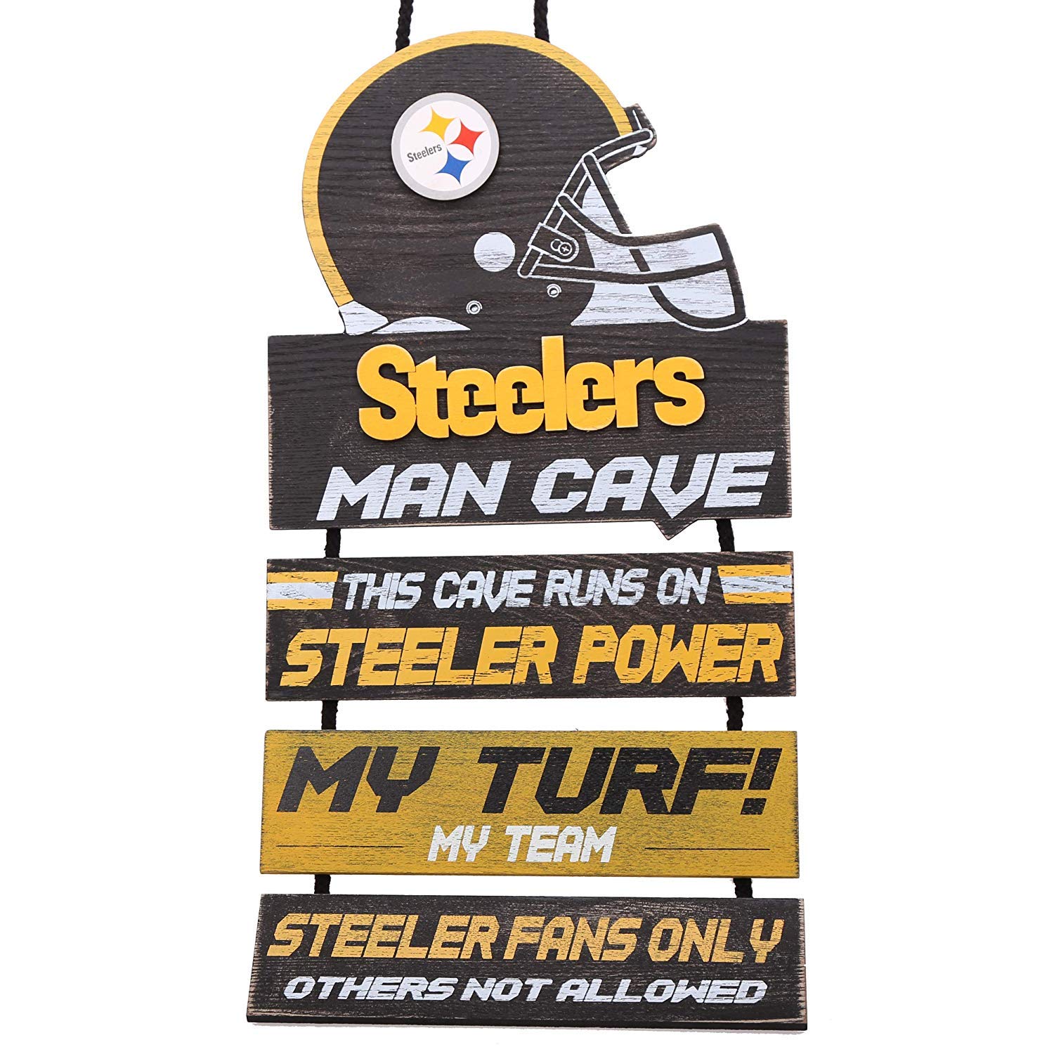 FOCO Pittsburgh Steelers NFL Mancave Team Logo Man Cave Hanging Wall Sign, 6.00" x 12.00" Image