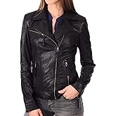 KYZER KRAFT Womens Leather Jacket Bomber Motorcycle Biker Real Lambskin Leather Jacket for Womens