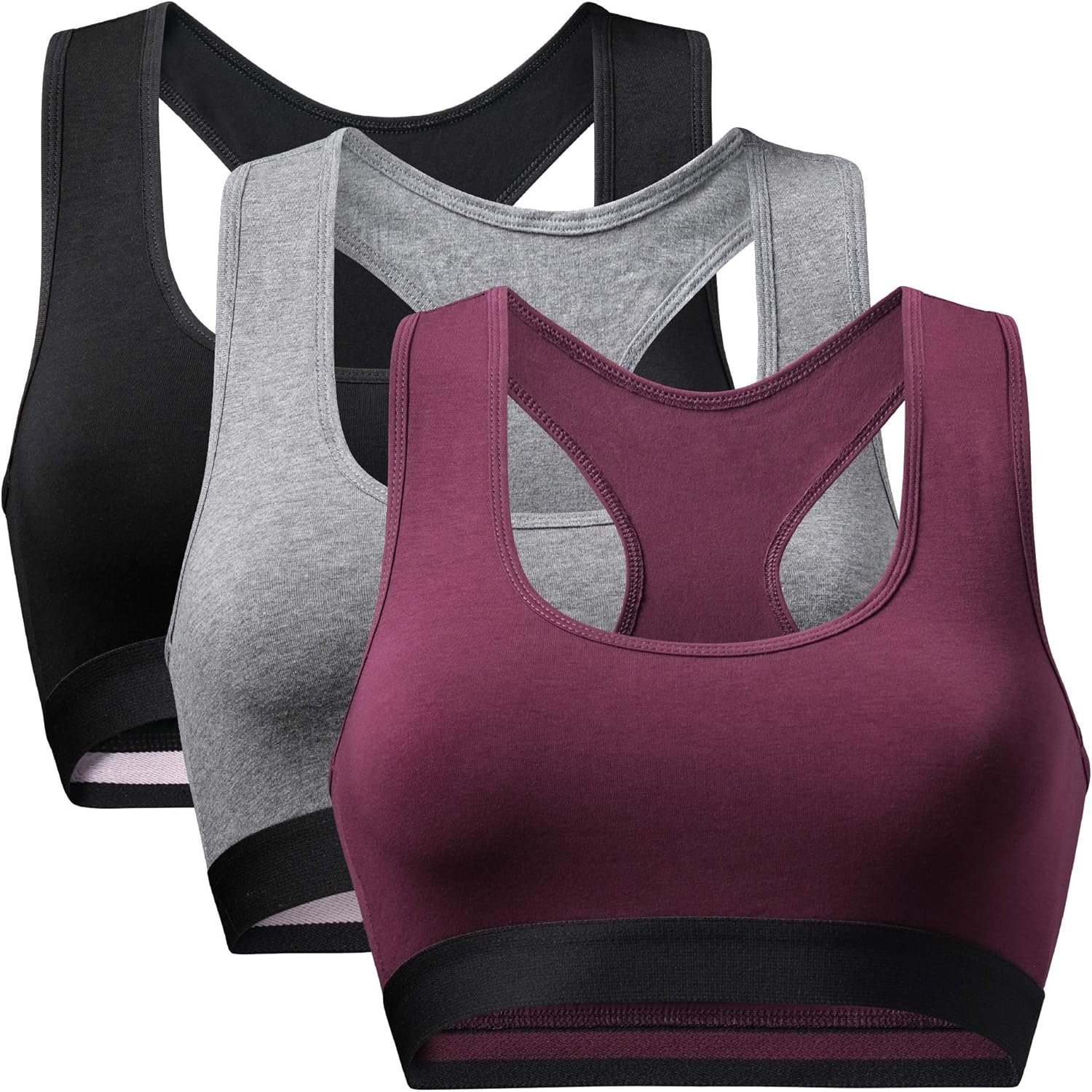 DANISH ENDURANCE Women’s Organic Cotton Stretch Bra 3-Pack, Wireless & Lightweight, Comfort for Everyday Wear at  Women’s Clothing store