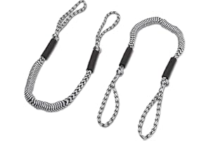 Bungee Dock Line 2-Pack - 4ft, Adjustable No-Jerk Boat & Kayak Ties, Premium Mooring Ropes, Essential Boat Accessories, Ideal Kayak Accessories, Includes Free Docking E-Book by Domabri (Black/White)