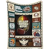 American Football Throw Blanket 50x60, Soft Flannel Fleece, Retro Helmet Collage, Game Day Stadium Couch Bed Sofa, Lightweight Warm, Machine Washable Sports Gift for Fans Adults Teens