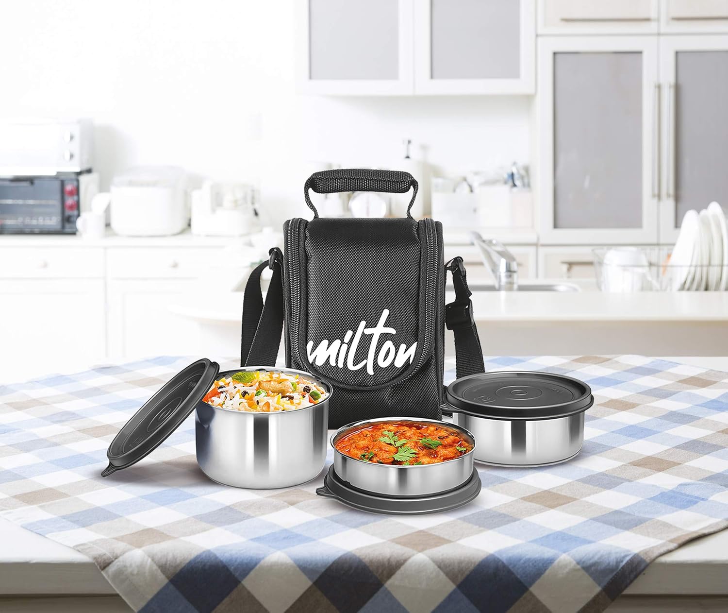 Buy Milton Tasty 3 Stainless Steel Lunch Box, Black Online at Low