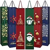 Kolldenn 12 Pcs Christmas Wine Bottle Gift Bags with Handles Christmas Gift Bags Bulk for Wine Bottles Xmas Holiday Gifts Wrapping Wedding Party (Classic)