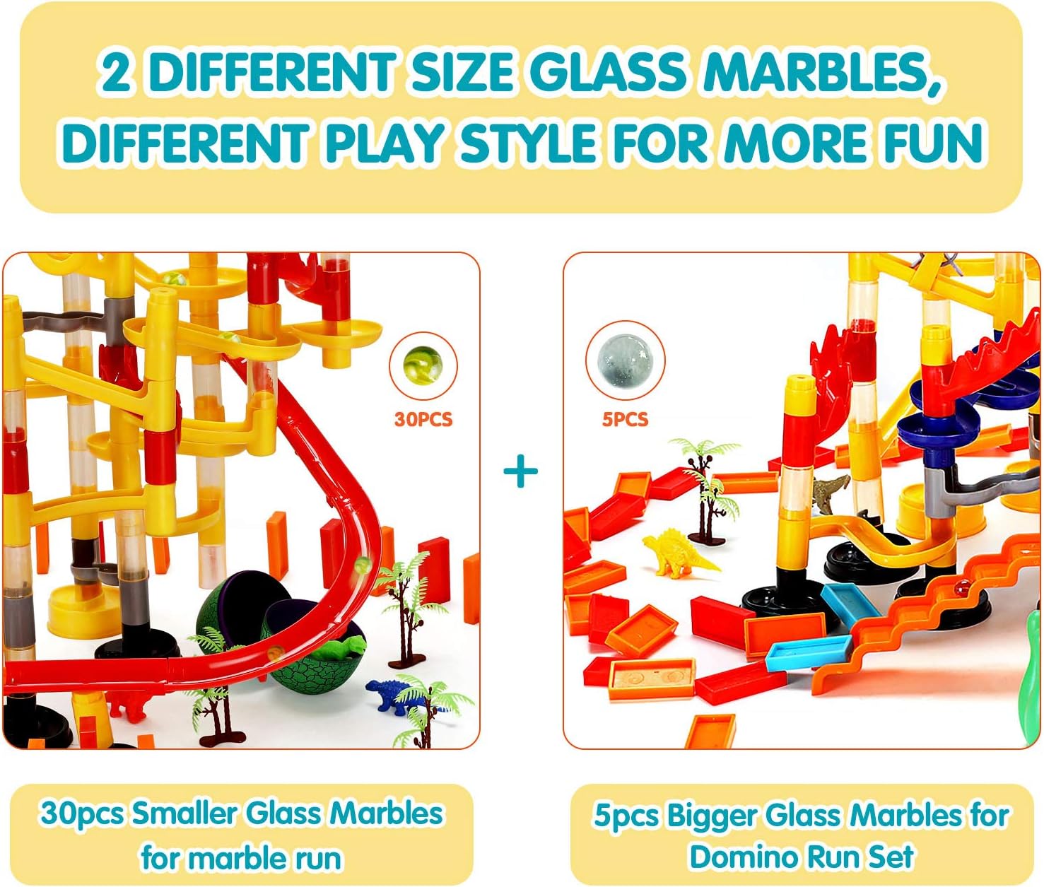 Ucradle Marble Run, 278 Pcs Marble Runs for Kids Creative Marble Track Set Railway Building Blocks Domino and Marbles for Kids Educational Learning Marble Maze for Ages 4+Boys and Girls - Image 4
