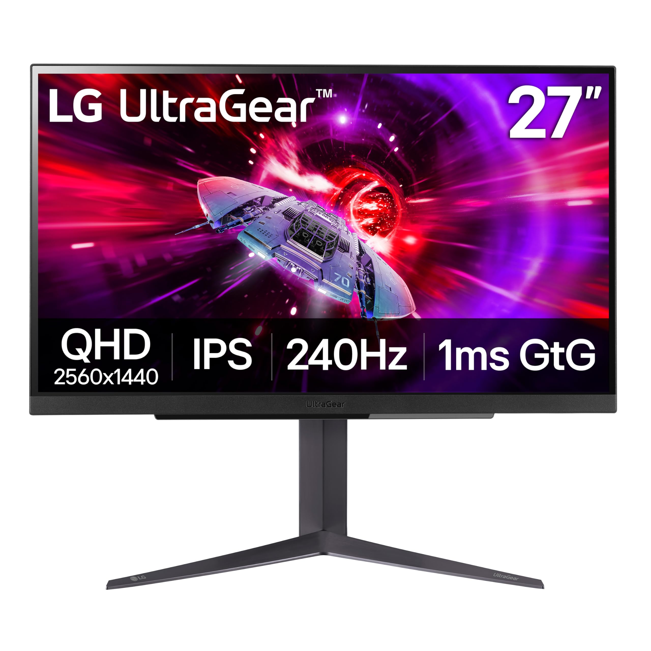 LG 27GR83Q-B 27-inch Ultragear QHD (2560x1440) IPS Gaming Monitor, 240Hz, 1ms, DisplayHDR 400, G-Sync AMD FreeSync Premium, HDMI 2.1 DisplayPort, 4-Pole HP Out DTS GP:X, Tilt/Height/Pivot Stand, Black