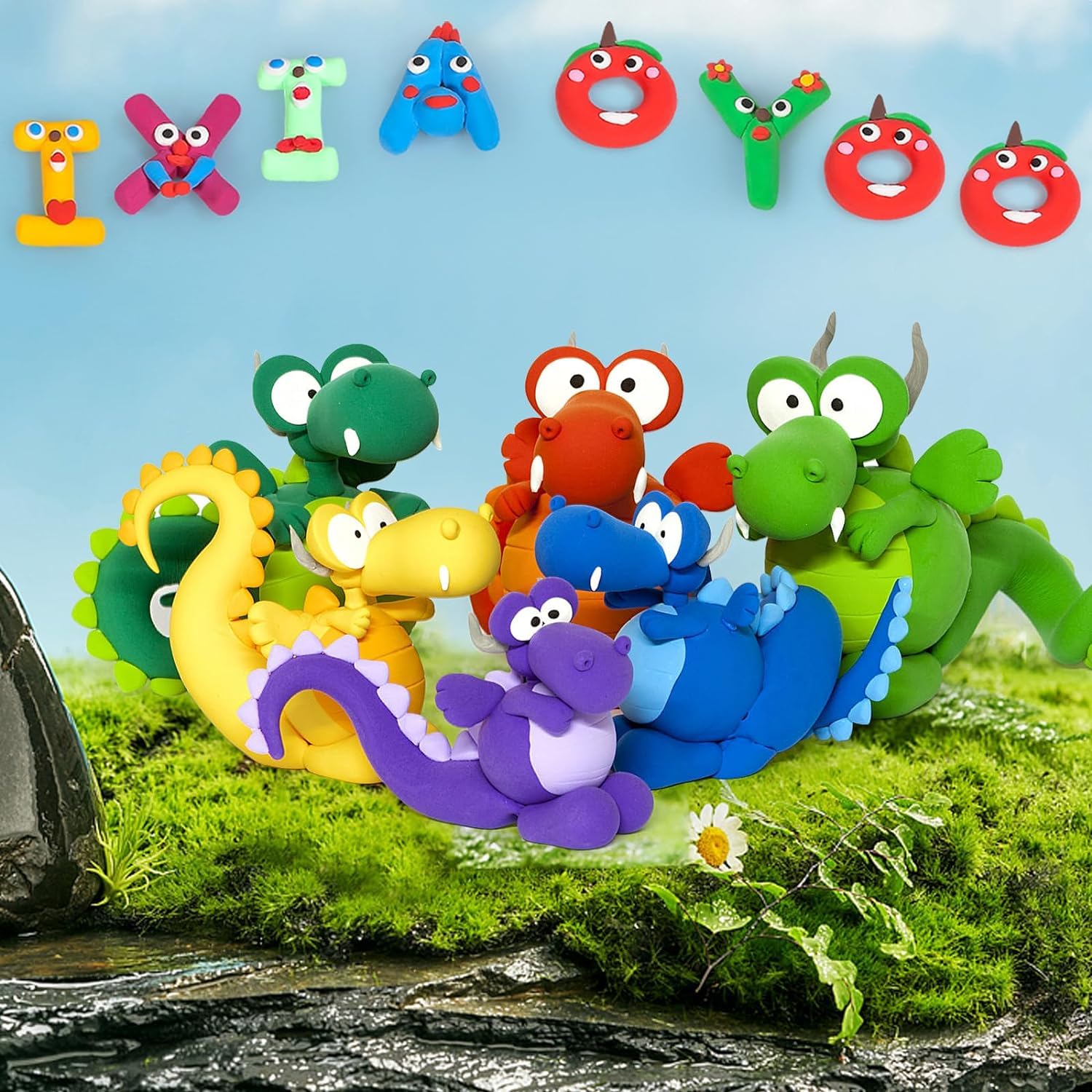 Ixiaoyoo Air Dry Clay, 64 Colors Modelling Clay for Kids, Soft & Non-Sticky, Creative DIY School Arts & Crafts Kit, Birthday & Christmas Toys Gifts for Age 3 4 5 6 7 8+ Years Old Boys Girls Kids