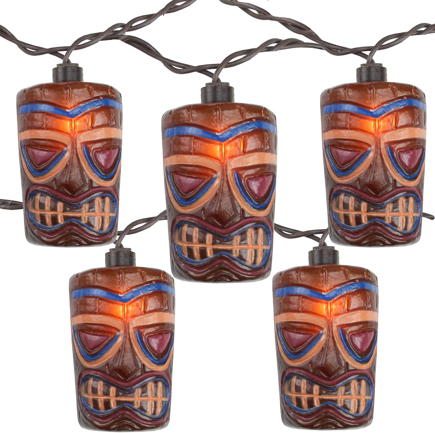 Amazon Com 10 Count Brown Tiki Mask Patio String Lights 7 25