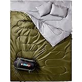 Sleepingo Double Sleeping Bag for Backpacking, Camping, Or Hiking, Queen Size XL! Cold Weather 2 Person Waterproof Sleeping B
