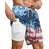 Yufawow 9 Inch Men Swim Trunks with Compression Breathable Liner Quick Dry Zipper Pockets for Water Beach Travel Cruise