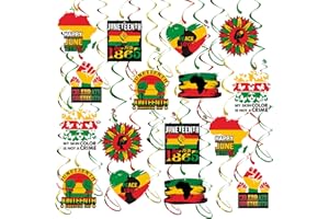 YQUQWN, 48PCS Juneteenth Decorations Hanging Swirls, Happy Juneteenth Hanging Swirls Decorations, Juneteenth Decorations for Party, Africa American June 19th 1865 Freedom Day Juneteenth Decorations