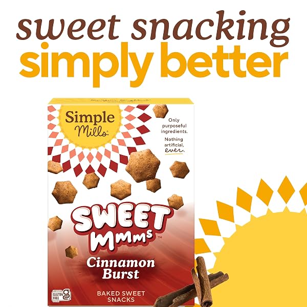 SIMPLE MILLS CINNAMON BURST SWEET MMMS BAKED SWEET SNACKS, BITE-SIZED GLUTEN FREE CINNAMON SNACKS SWEETENED WITH COCONUT SUGAR, LIGHT AND AIRY CRISPY TEXTURE, 1 PACK, 4 OZ