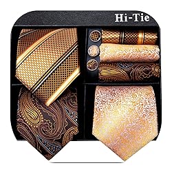 Hi-Tie 3 Pcs Gift Box Mens Tie Set Necktie with