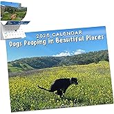2026 Calendar, Dogs Pooping in Beautiful Places, Funny 2026 Calendar, Dog Pooping Calendar 2026, January 2026 from December F