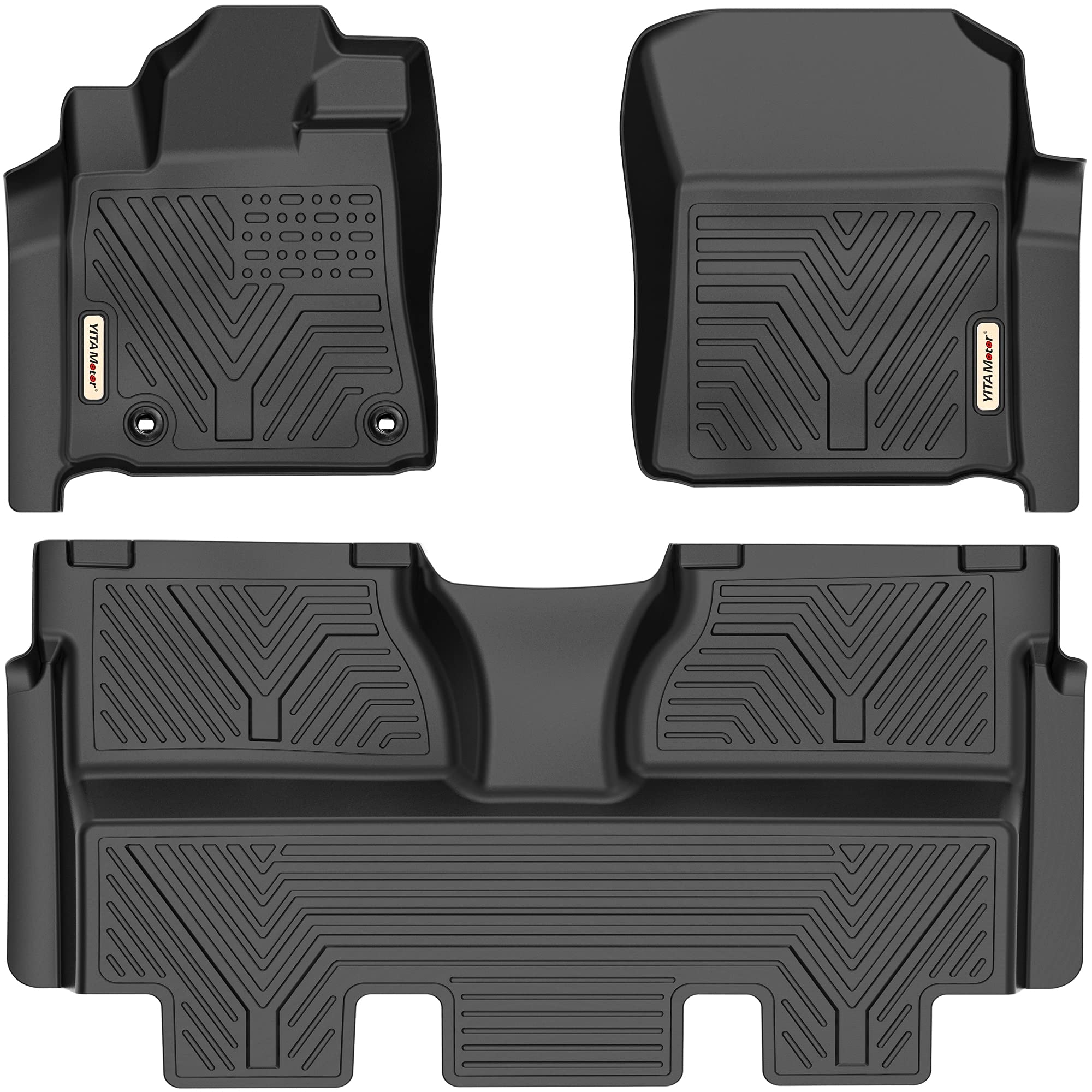 YITAMOTOR Gen2 Floor Mats Fits for 2014-2021 Toyota Tundra CrewMax Cab (with Coverage Under 2nd Row Seat),All Weather Custom Fit Floor Liner for Tundra SR5/TRD/Limited TPE Front&Rear 2 Row Car Mats Image