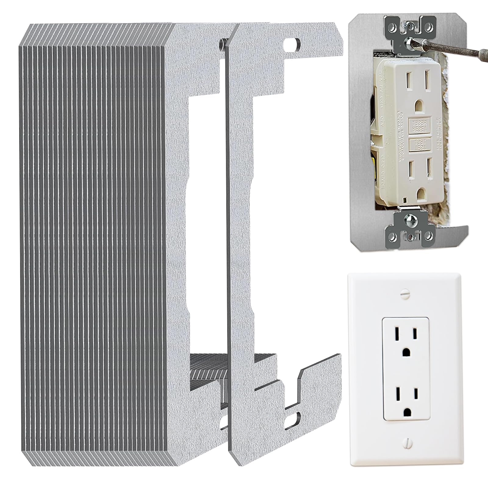 Photo 1 of 12 Pcs Wall Plate Spacer with 24 Pcs 3 Size Extra Long Outlet Screws and a Screwdriver for Loose Outlet Plug Flush Fit Device Leveling Plates Shims Electrical Electrical Boxes Switches Repair