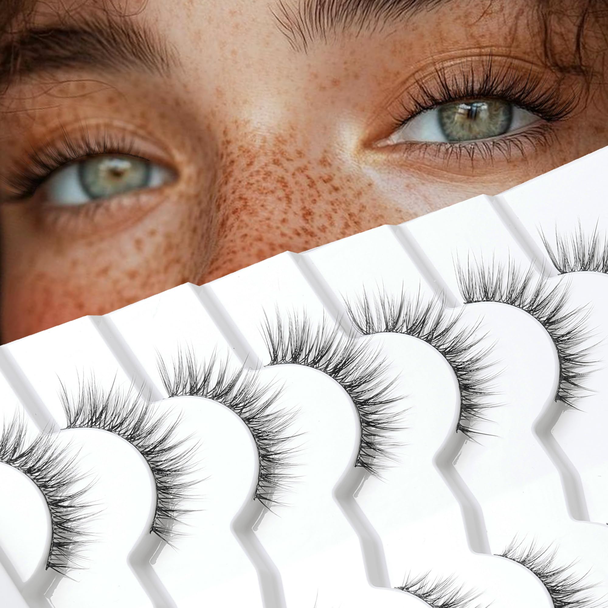 False Eyelashes Mink Fluffy Lashes Lifting Effect False Lash Natural Look Faux Mink12mm Volume Fake Eyelash 7 Pairs D9 — image 1