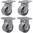 Syration Heavy Duty Caster Steel Cast Iron Wheel, Tool Box and Workbench Caster-Set of 4 3000 LB Capacity (4 inch, 2 Swivel & 2Rigid)