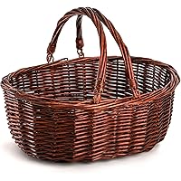 Dicunoy Wicker Picnic Basket with Handle, Large Empty Gift Basket to fill, Open Top Market Harvest Baskets for Garden, Fruit,
