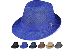 Initlove Mesh Fedora Hat for Men Short Brimmed Trilby Panama Hat Packable