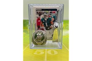 RIDDELL Philadelphia Eagles 2025 Super Bowl LIX Replica Championship Ring & mini Lombardi Trophy Shadowbox w/Jalen Hurts Card
