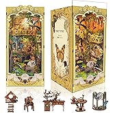 DIY Book Nook Kit,DIY Dollhouse Booknook Bookshelf Insert Decor,3D Wooden Puzzles with LED Dust Cover,Book Nook Miniature Kit,Birthday Halloween Home Decor for Teens Adult-Insects Story