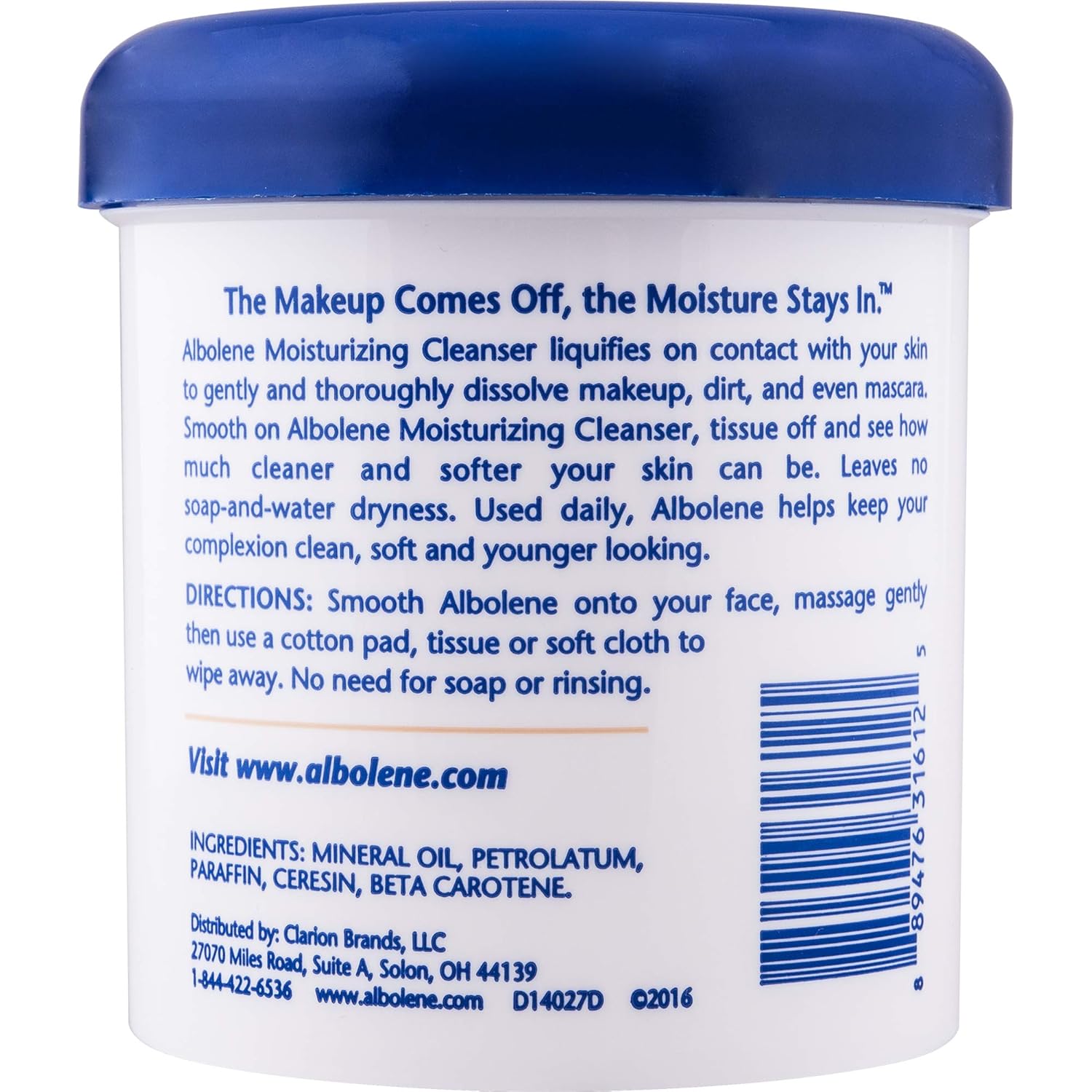 Albolene Moisturizing Cleanser | 3-in-1 Skin Care Product: Makeup Remover, Facial Cleanser and Moisturizer | No Soap or Water Needed | 12 Ounces | Pack of 1: Beauty
