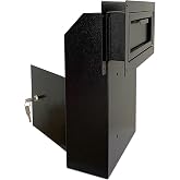 Plugsharge Locking Door Drop Box with Rear Access for Mail &amp; Keys, Black | Secure Anti-Fishing Steel Mailbox with Rear Access for Safely Receiving Mail,Rent Payments,Deposits,Documents,and Night Keys
