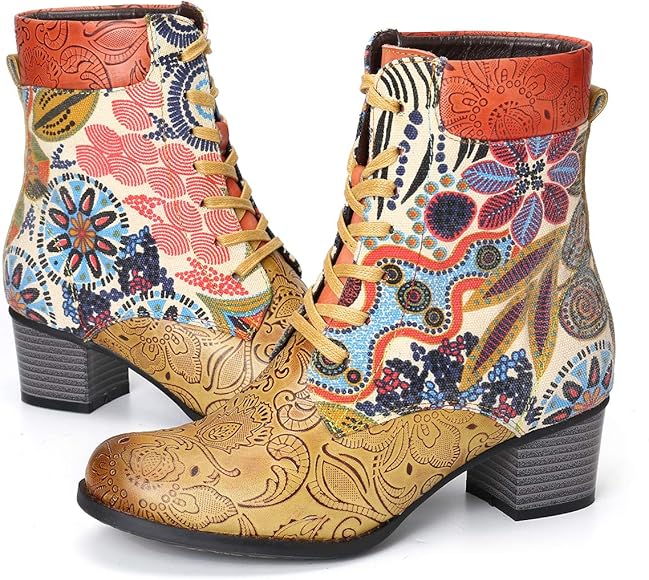 ladies floral ankle boots