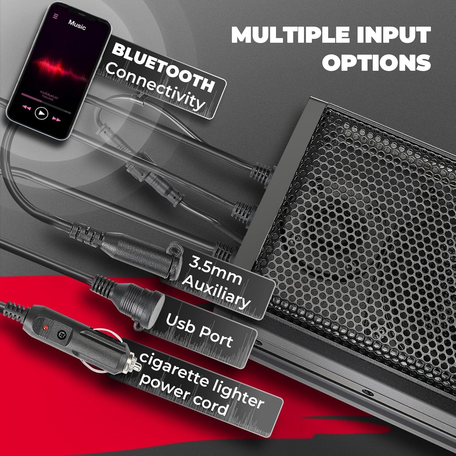 KEMIMOTO UTV Sound Bar 16 Inch ATV SoundBar Golf Cart Sound Bar SXS Speakers Bluetooth-Compatible with Multicolor LED Lighting Compatible with Polaris RZR Can-Am Defender Maverick X3 CFMOTO ZFORCE