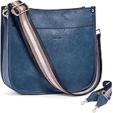 HKCLUF Crossbody Bags for Women Trendy Vegan Leather Hobo Handbags With 2PCS Adjustable Guitar Strap Shoulder Bucket Bags