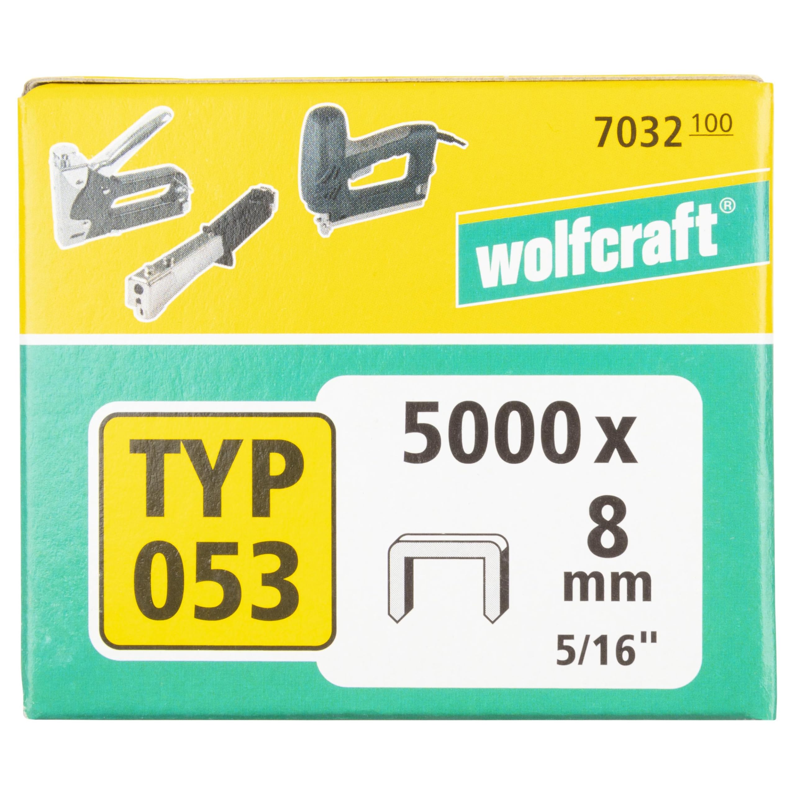 wolfcraft Broad Back Staple, Extra Hard Steel, Type 053 I 7032100 I Ideal for Fastening Fabric, Textiles and Thin Strips of Wood