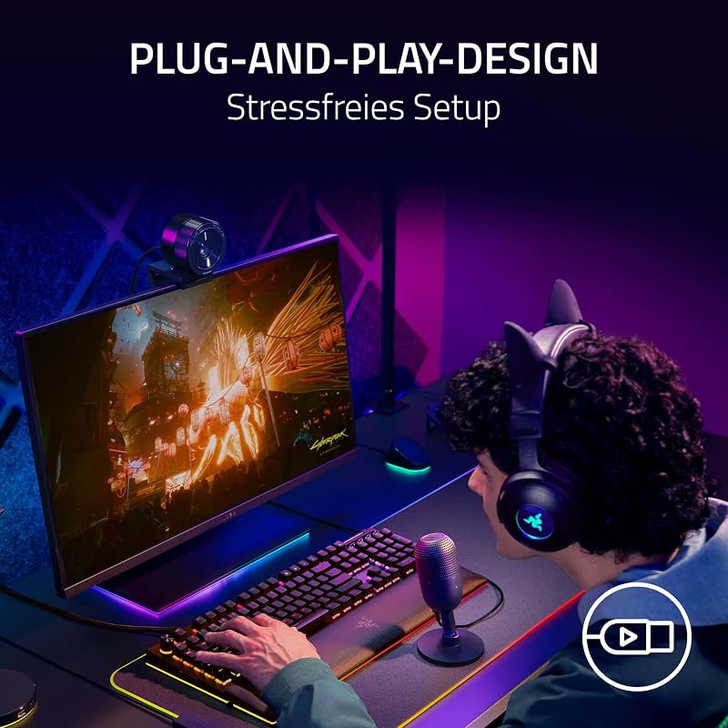 Seiren V3 Mini - Ultrakompaktes USB-Mikrofon (14mm Supernieren Kondensatormikrofon, Tap-to-Mute-Sensor mit LED-Anzeige, integrierter Stoßdämpfer, Plug-and-Play Design) Schwarz