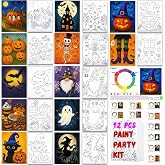 12PCS 8x10IN Pre Drawn Canvas to Paint for Adults Halloween Paint Party | Includes Reference Images And Color-Mixing Examples.Canvas With Drawing Ready To Paint for Adults Art Gift