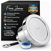 Fiona James 25-Stage Filtered Shower Head for Hard Water, Chrome | High pressure flow removes chlorine, softens hair and skin, tool free install, replaceable filter cartridge